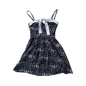 Hell Bunny Skulls Goth Bandana Mini Dress Hot Topic Women's Size S Black White
